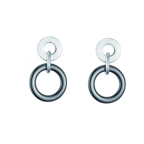 Boucles d'oreilles acier et Cercles Ceramique Noire