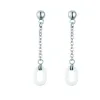 Boucles d'oreilles Acier et Céramique Blanche Ovale - 904-020.B - Promo Bijoux Pas Cher