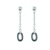 Boucles d'oreilles Acier et Ceramique Noire Ovale - 904-020.N - Promo Bijoux Pas Cher