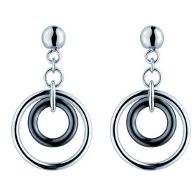 Boucles d'oreilles cercles acier et Ceramique Noire