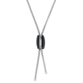 Sautoir Acier et Olive Céramique Noire - 907-003.N - Promo Bijoux Pas Cher
