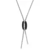 Sautoir Acier et Olive Céramique Noire - 907-003.N - Promo Bijoux Pas Cher