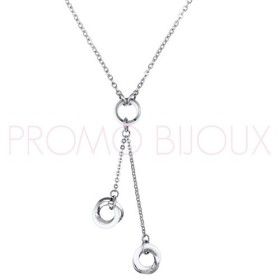 Collier en céramique blanche et acier - Simple Chaine - 907-009.B - Promo Bijoux Pas Cher