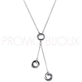 Collier en céramique noire et acier - Simple Chaine - 907-009.N - Promo Bijoux Pas Cher