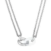 Collier acier et Maillon Ceramique Blanche - 907-010.B - Promo Bijoux Pas Cher