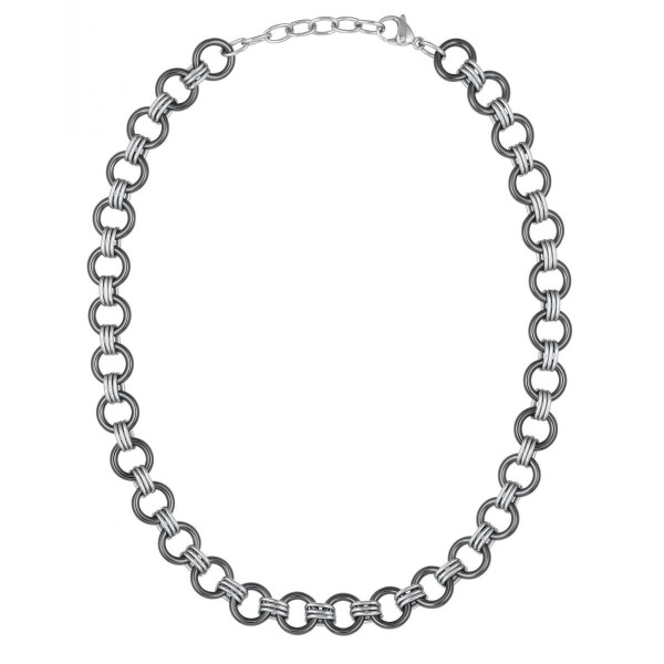 Collier acier et Anneaux Ceramique Noire