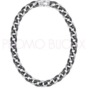 Collier céramique noire et acier - Maille Gourmette - 907-014.N - Promo Bijoux Pas Cher