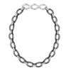Collier acier et Ceramique Ovale Noire - 907-016.N - Promo Bijoux Pas Cher