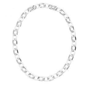 Collier acier Ceramique Blanche Maille Gourmette - 907-018.B - Promo Bijoux Pas Cher