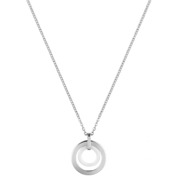 Collier acier et Cercle Ceramique Blanche