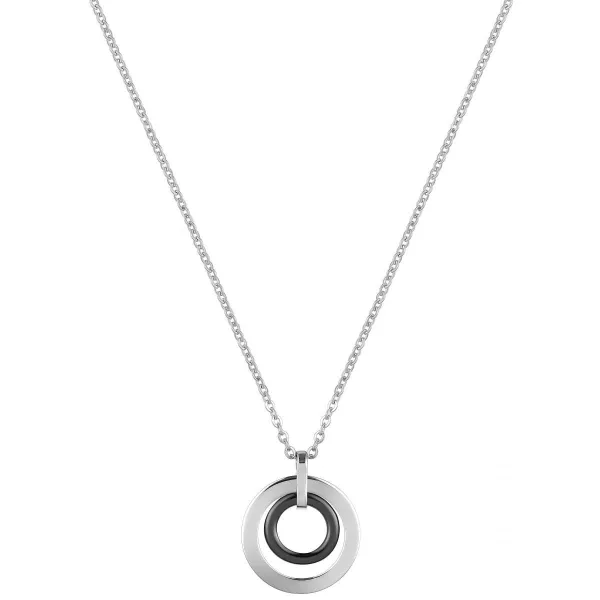 Collier acier et Cercle Ceramique Noire