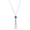 Sautoir Acier et Tonneau Céramique Noire Lisse - 907-024.N - Promo Bijoux Pas Cher