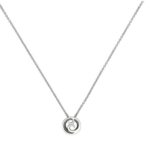 Collier acier Motif Arabesque et Anneau Ceramique Noire - 907-027.N - Promo Bijoux Pas Cher