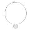 Collier acier Motif Vague et Ceramique Blanche - 907-028.B - Promo Bijoux Pas Cher