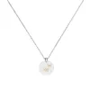 Collier acier, Ceramique Blanche et Papillons IP Rose - 907-029.B-IPR - Promo Bijoux Pas Cher