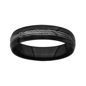 ALLIANCE ARGENT ET BLACKOXYDE 5MM DIAMANTAGE EN BIAIS, bague femme, 065935N