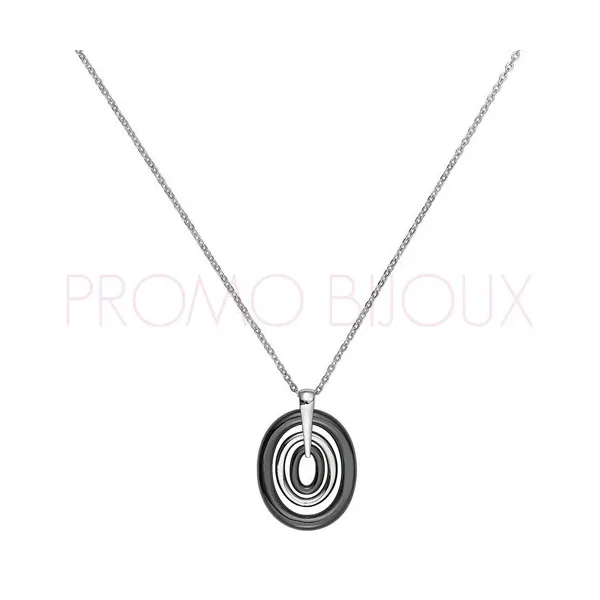 Collier en céramique noire et acier Céranity - 907-030.N - Promo Bijoux Pas Cher