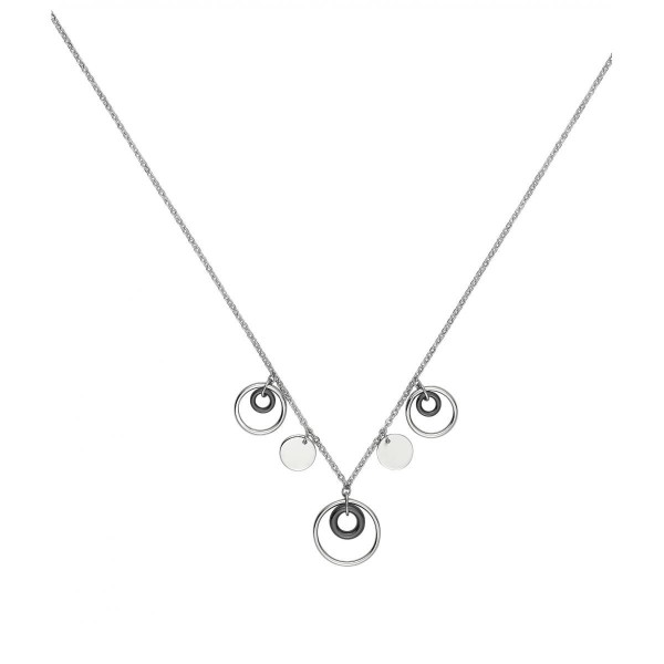 Collier Cercles Acier et Ceramique Noire