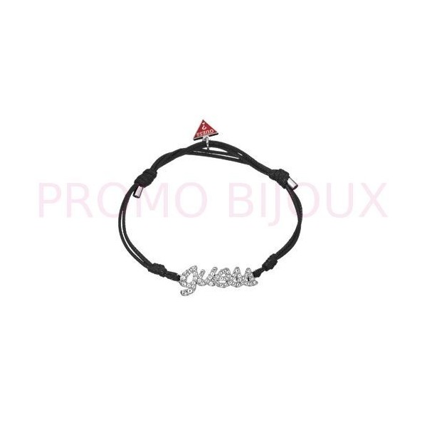 Bracelet Guess Nouvelle Collection - Cordon Noir & Logo Argenté