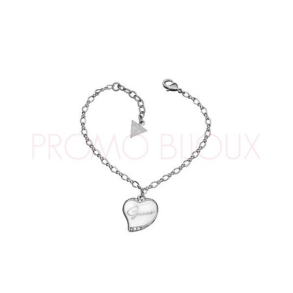 Bracelet Guess Coeur Email Blanc - Nouvelle Collection