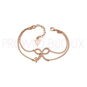 Bracelet Guess UBB 71328 - Double noeud chaîne métal doré rose - Promo Bijoux Pas Cher