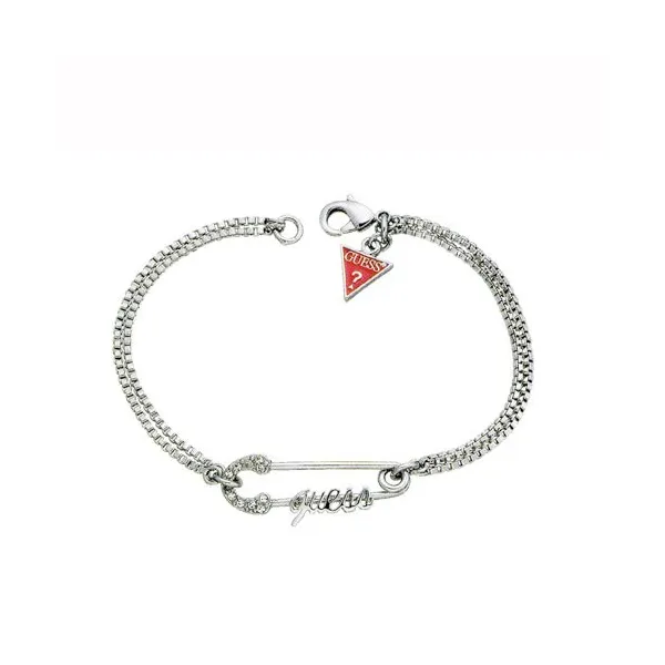Bracelet Guess - UBB80810 -DOUBLE CHAINES ARGENTE PETITE EPINGLE - Promo Bijoux Pas Cher