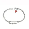Bracelet Guess - UBB80810 -DOUBLE CHAINES ARGENTE PETITE EPINGLE - Promo Bijoux Pas Cher