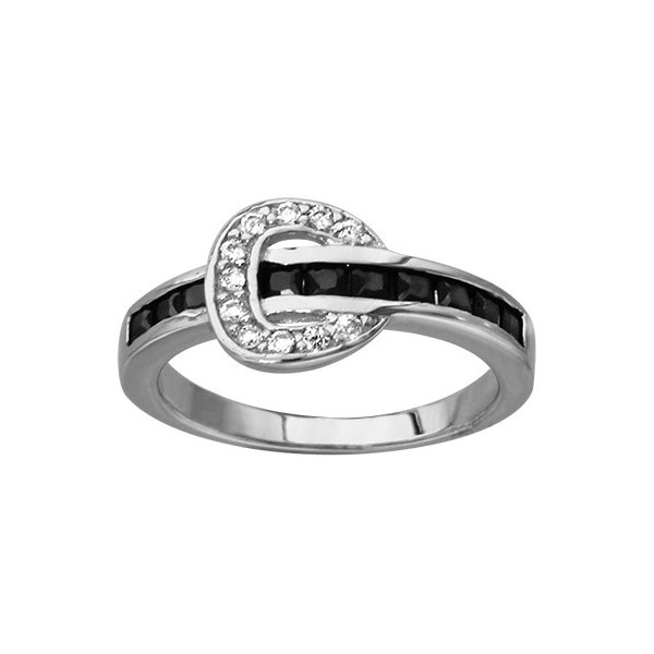 BAGUE ARGENT RHODIE CEINTURE OXYDES NOIRS ET BLANCS, bague femme, 066181N