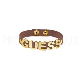 Bracelet Guess UBB 81311 - cuir marron & lettres guess métal doré - Promo Bijoux Pas Cher