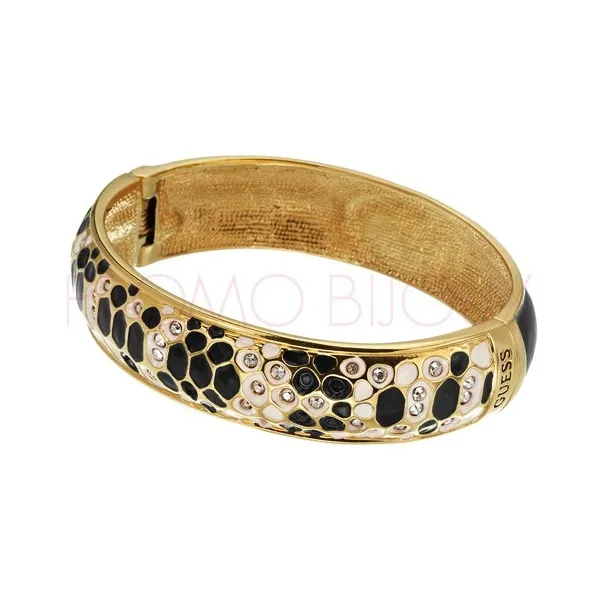 Bracelet Guess Python doré - UBB 81331 - rigide doré et noir - Promo Bijoux Pas Cher