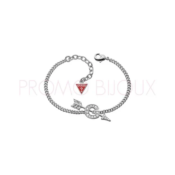 Bracelet Guess UBB 91307 - rhodié argenté flèche en plein G- Promo Bijoux Pas Cher