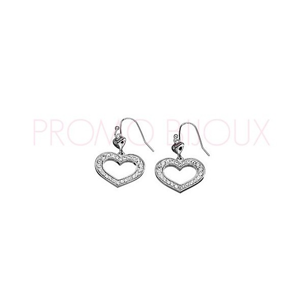 Boucles d'Oreilles Guess Coeur Strassé Blanc