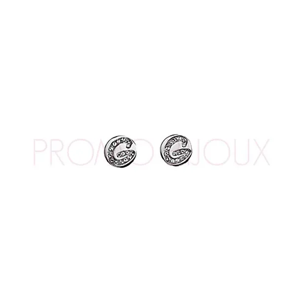 Boucles D'oreilles Guess Set In Stone Argenté Rhodié Puce G