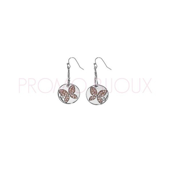 Boucles D'oreilles Guess Set In Stone Papillon Argenté Rhodié