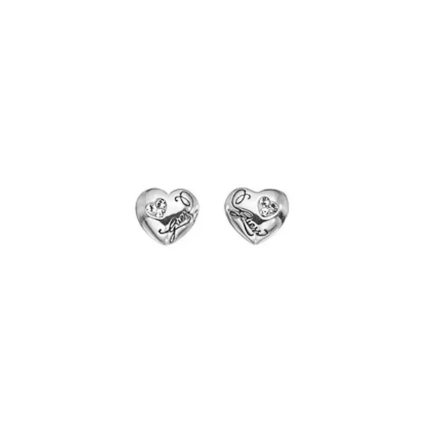 Boucles Guess St Valentin - Coeur en Strass Blancs - Paquet offert -UBE12010 Promo Bijoux Pas Cher