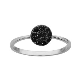 BAGUE ARGENT RHODIE PASTILLE OXYDES NOIRS SERTIS, bague femme, 066189N