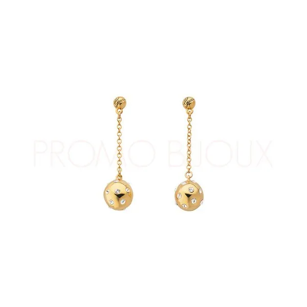 Boucles D'oreilles Guess Sparkle Sphere Doré Nouveauté - UBE31310- Promo Bijoux Pas Cher