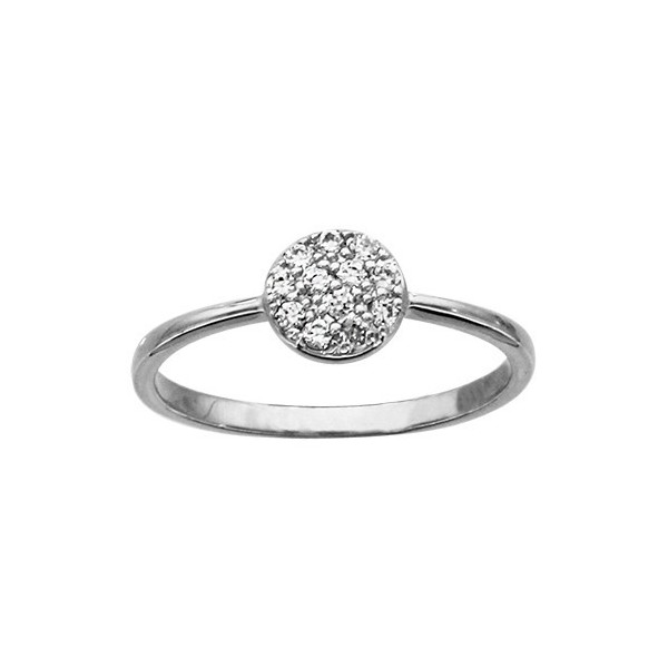 BAGUE ARGENT RHODIE PASTILLE OXYDES BLANCS SERTIS, bague femme, 066189W