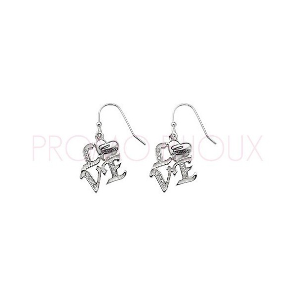 Boucles D'Oreilles Guess Pendantes Métal Rhodié Love