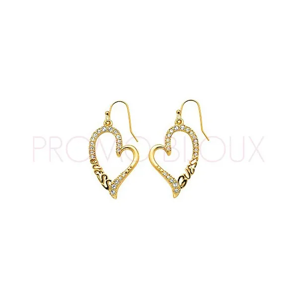 Boucles D'Oreilles Guess Pendantes Métal doré Coeur ajouré