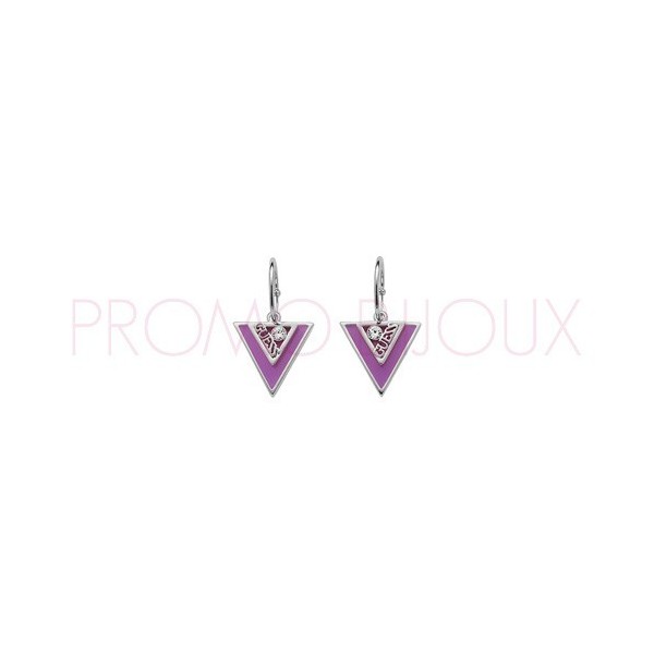 Boucles D'oreilles Guess Dormeuses Triangles - Métal Argenté & Violet