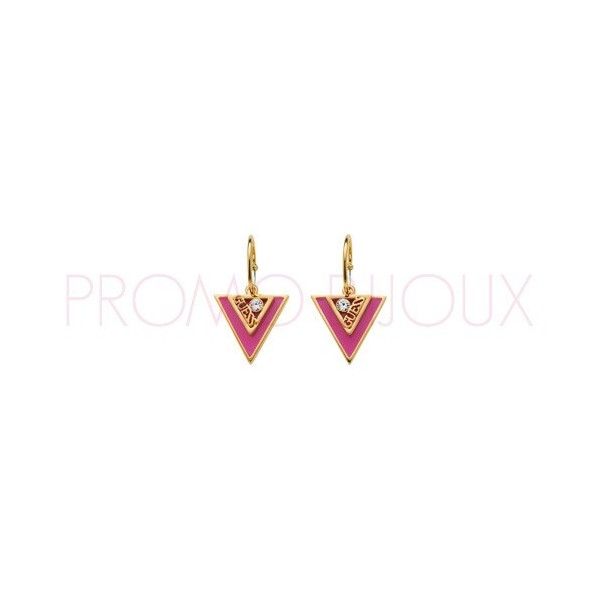 Boucles D'oreilles Guess Dormeuses Triangles - Métal doré & Fushia