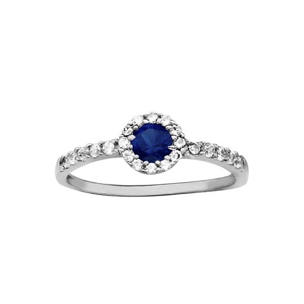 BAGUE ARGENT RHODIE OXYDE BLEU CENTRAL AVEC CONTOUR ET DEMI ANNEAU OXYDES BLANCS, bague femme, 066214B