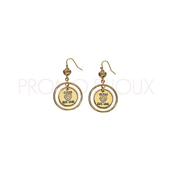 Boucles D'Oreilles Guess Médailles Dorées