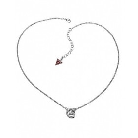 Collier Guess Argenté avec Logo G en Strass Blancs -Pas Cher - UBN11129 - Promo Bijoux Pas Cher