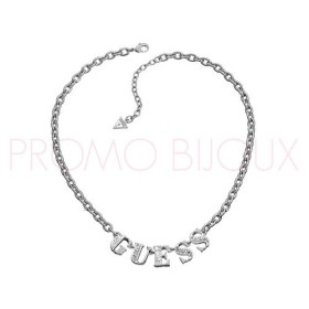 Collier Guess UBN11201 - Nouveauté Guess ID - Rhodié Logo Lettres Guess | Promo Bijoux Pas Cher |
