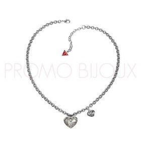 Collier Guess Argenté Coeur Cristal Blancs - Saint Valentin - UBN12213 - Promo Bijoux Pas Cher