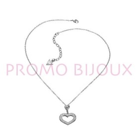 Cadeau saint valentin Collier Guess, UBN11226, Coeur Strassé Blanc Nouveauté | Promo Bijoux pas Cher