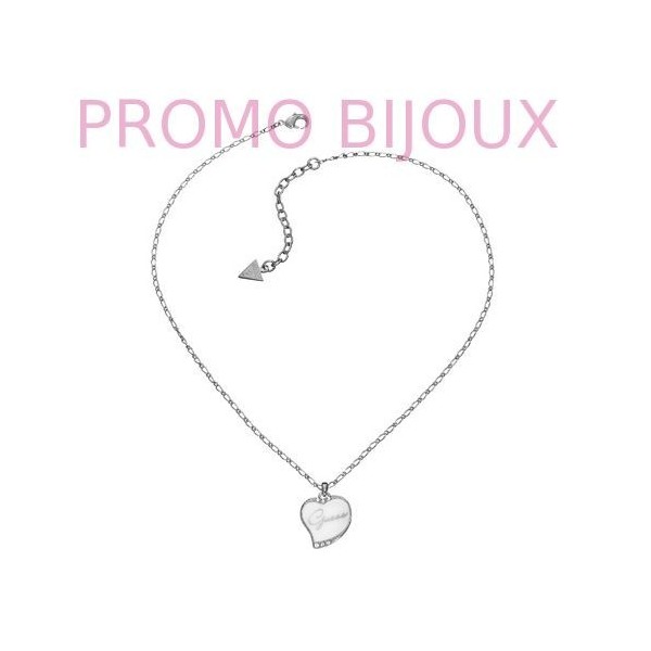 Collier Guess Coeur Email Blanc