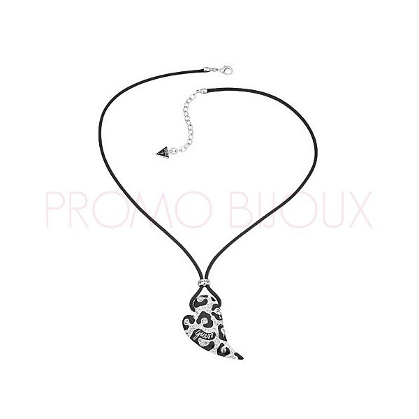 Collier Guess Cordon avec Pendentif Coeur Motif Leopard Des Neiges